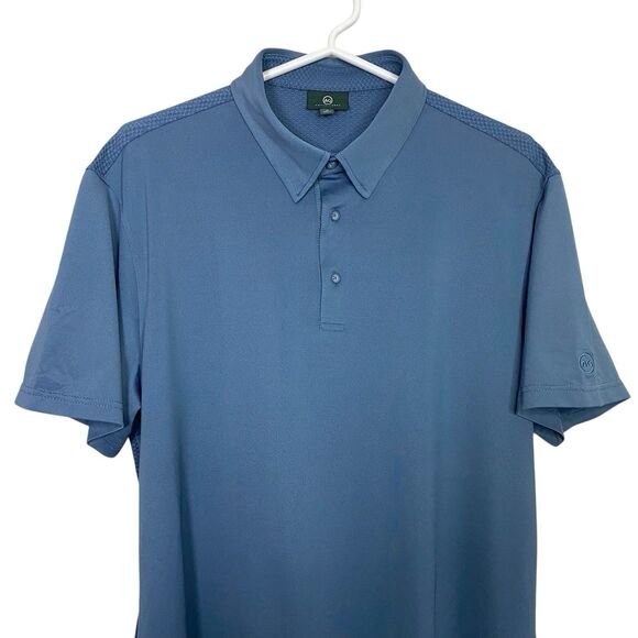 AG Adriano Goldschmied Polo Shirt Mens M Blue Short Sleeve Mesh Golf Green Label - Picture 4 of 9